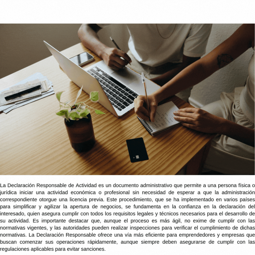 Declaraci&oacute;n Responsable de Actividad